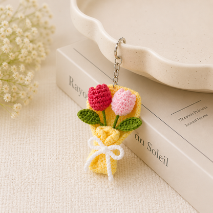 Handmade Crochet Tulip Flower Keychain Tulip