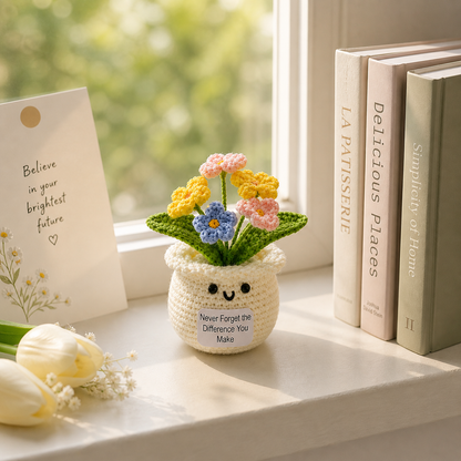 Never Forget the Difference You Make Handmade Crochet Flower Pot