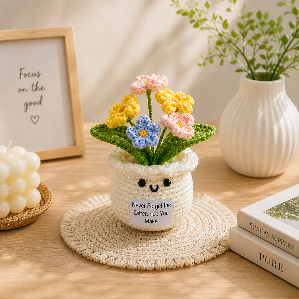 Never Forget the Difference You Make Handmade Crochet Flower Pot