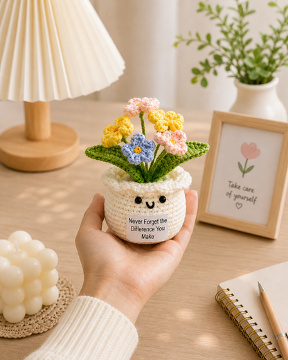 Never Forget the Difference You Make Handmade Crochet Flower Pot