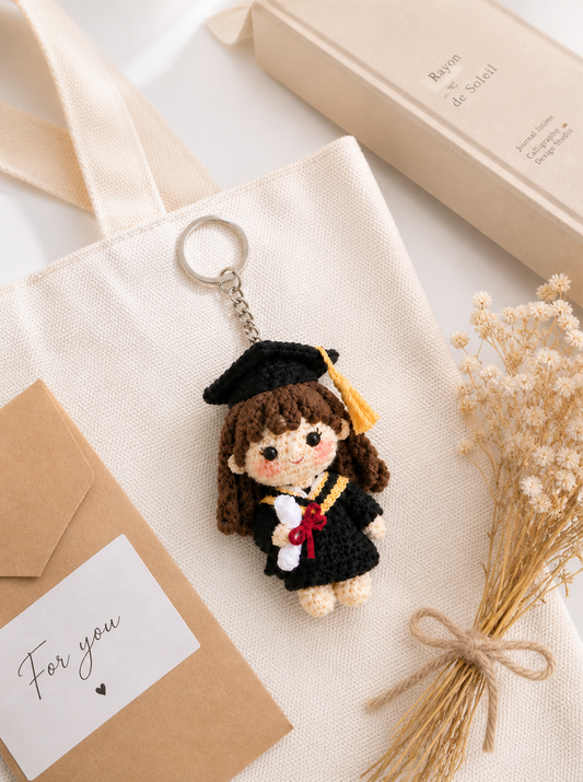 Crochet Graduation Girl Keychain