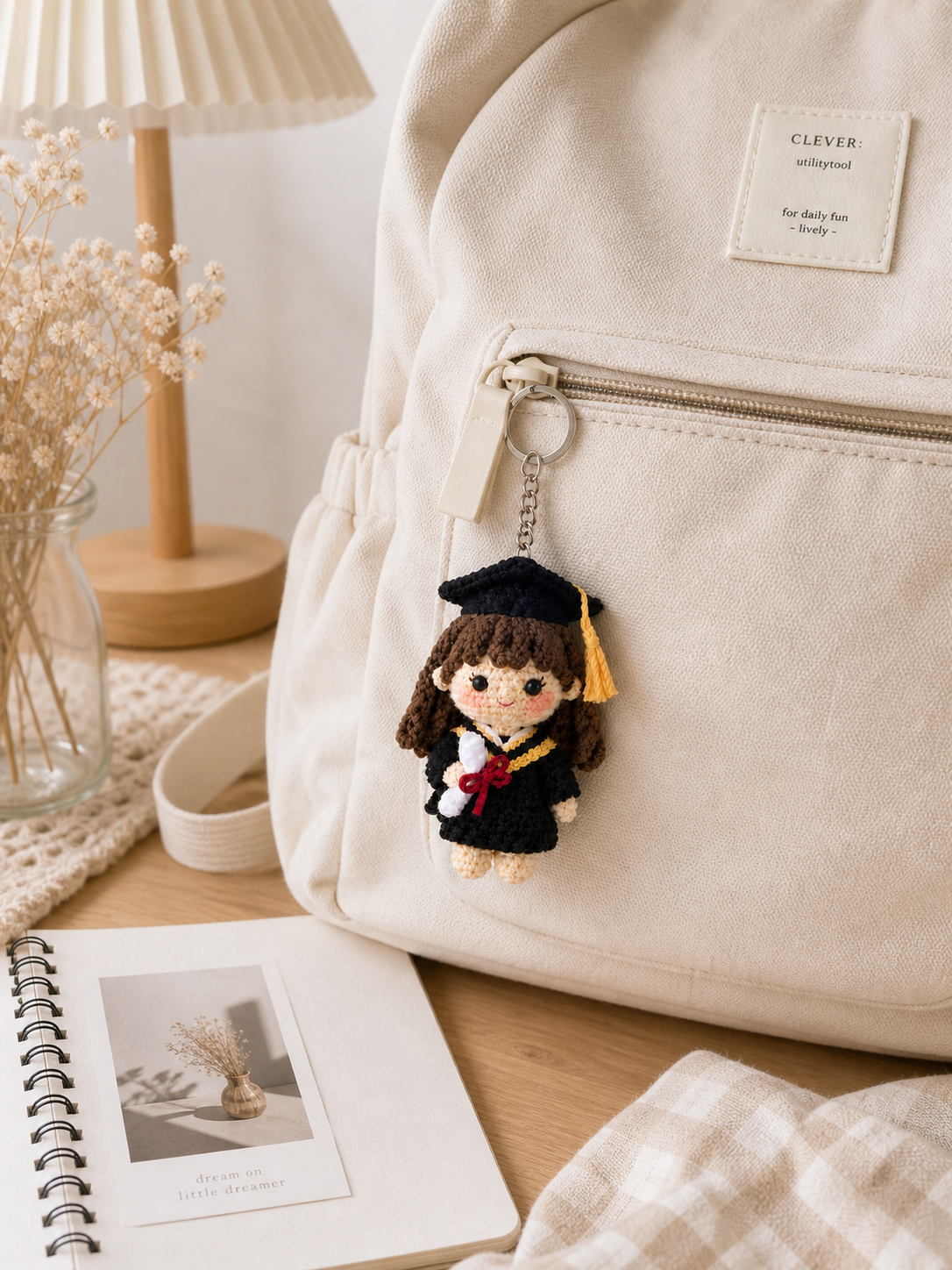 Crochet Graduation Girl Keychain