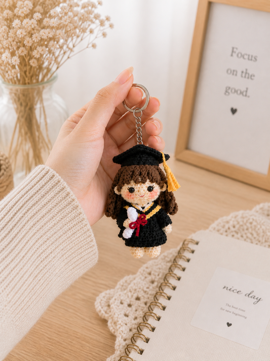 Crochet Graduation Girl Keychain
