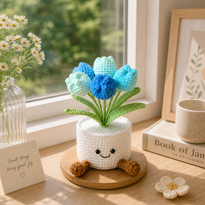 Handmade Crochet Tulip Flowers Pot