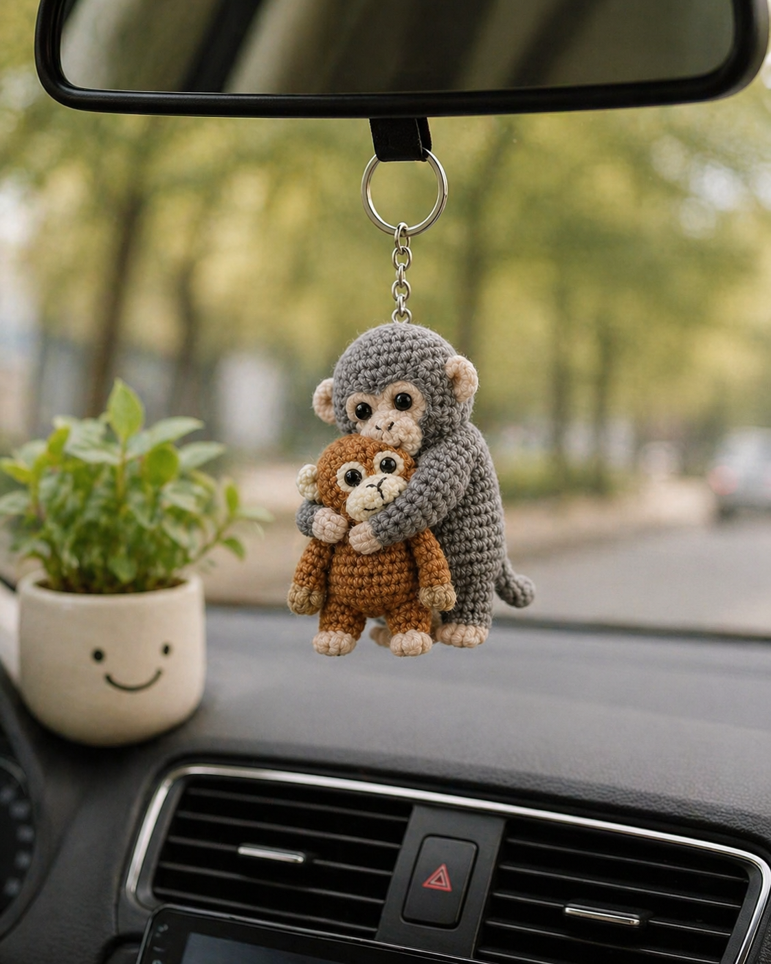Handmade Crochet Punch Monkey Keychains