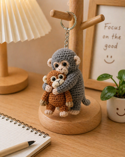 Handmade Crochet Punch Monkey Keychains