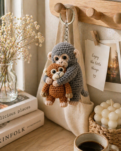 Handmade Crochet Punch Monkey Keychains
