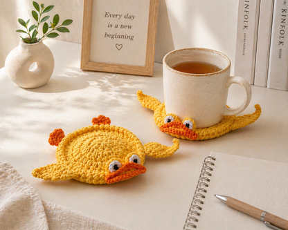 Funny Crochet Coaster, Cute Mug Rug, Handmade Animal Coaster