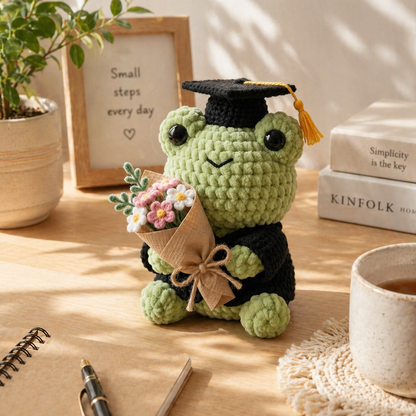 Custom Crochet Graduation Frog