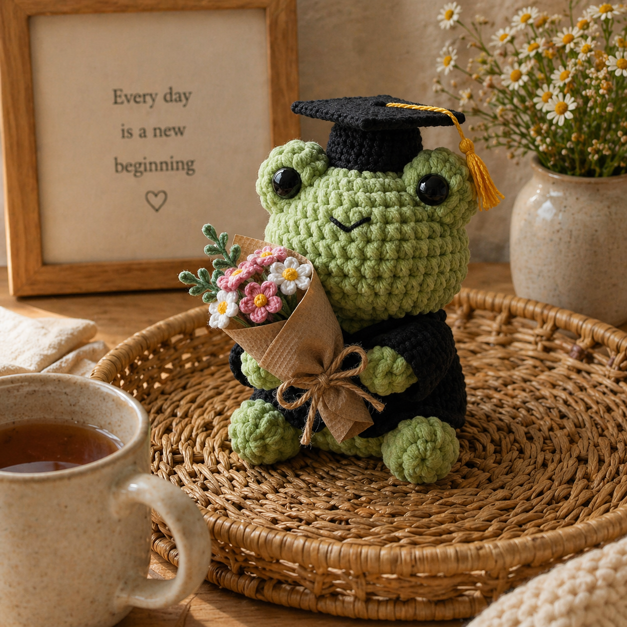 Custom Crochet Graduation Frog