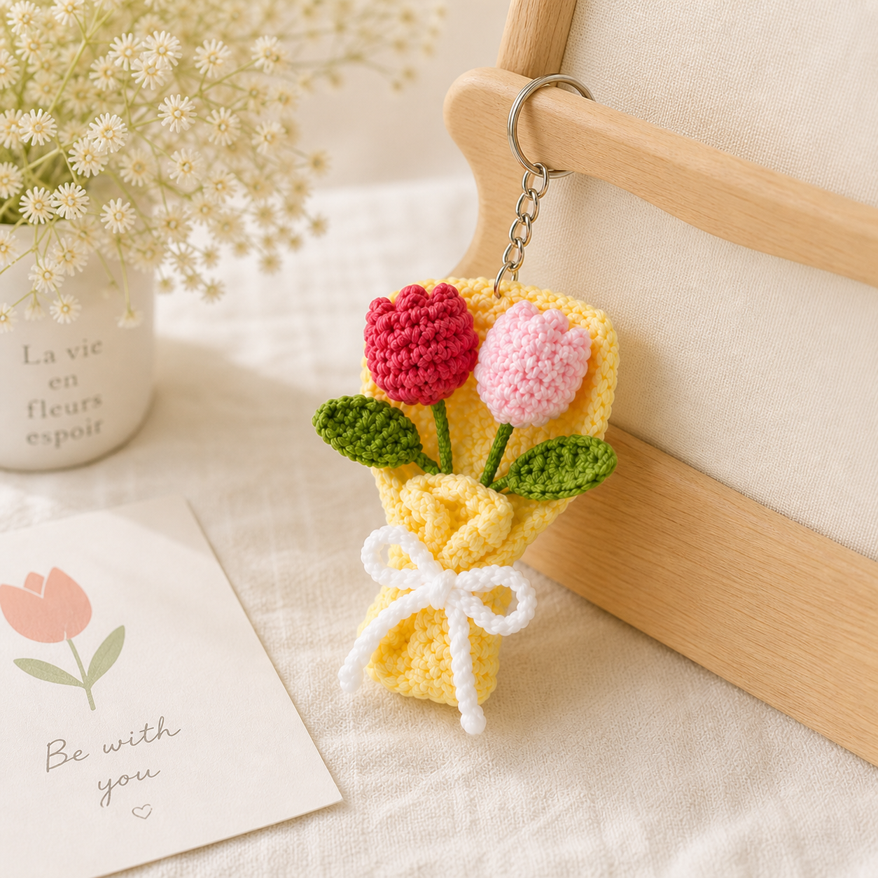 Handmade Crochet Tulip Flower Keychain Tulip
