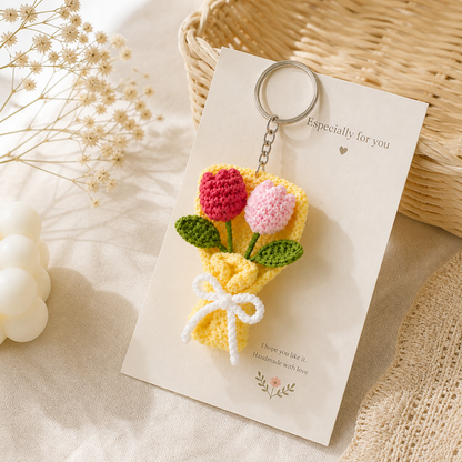 Handmade Crochet Tulip Flower Keychain Tulip