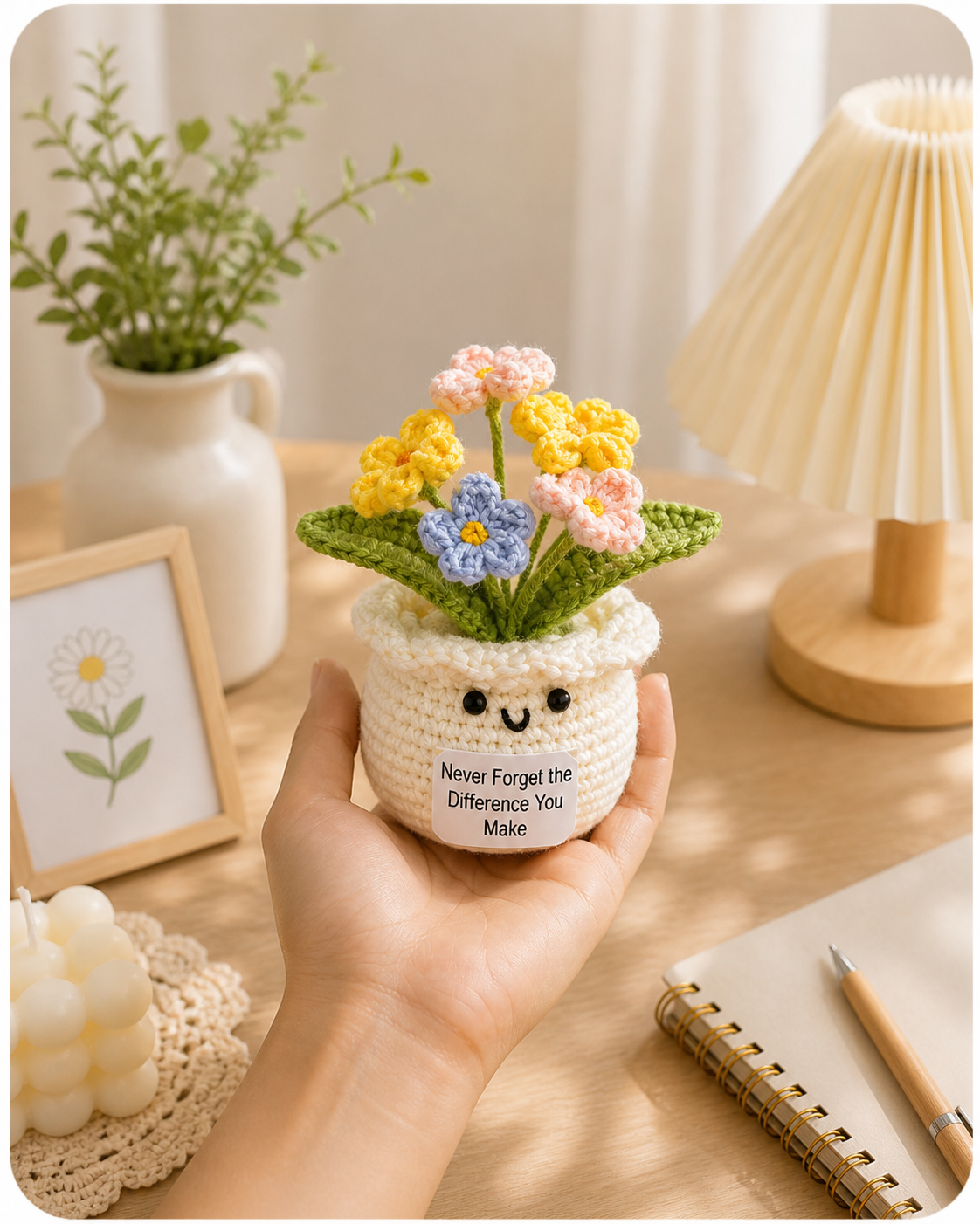 Never Forget the Difference You Make Handmade Crochet Flower Pot
