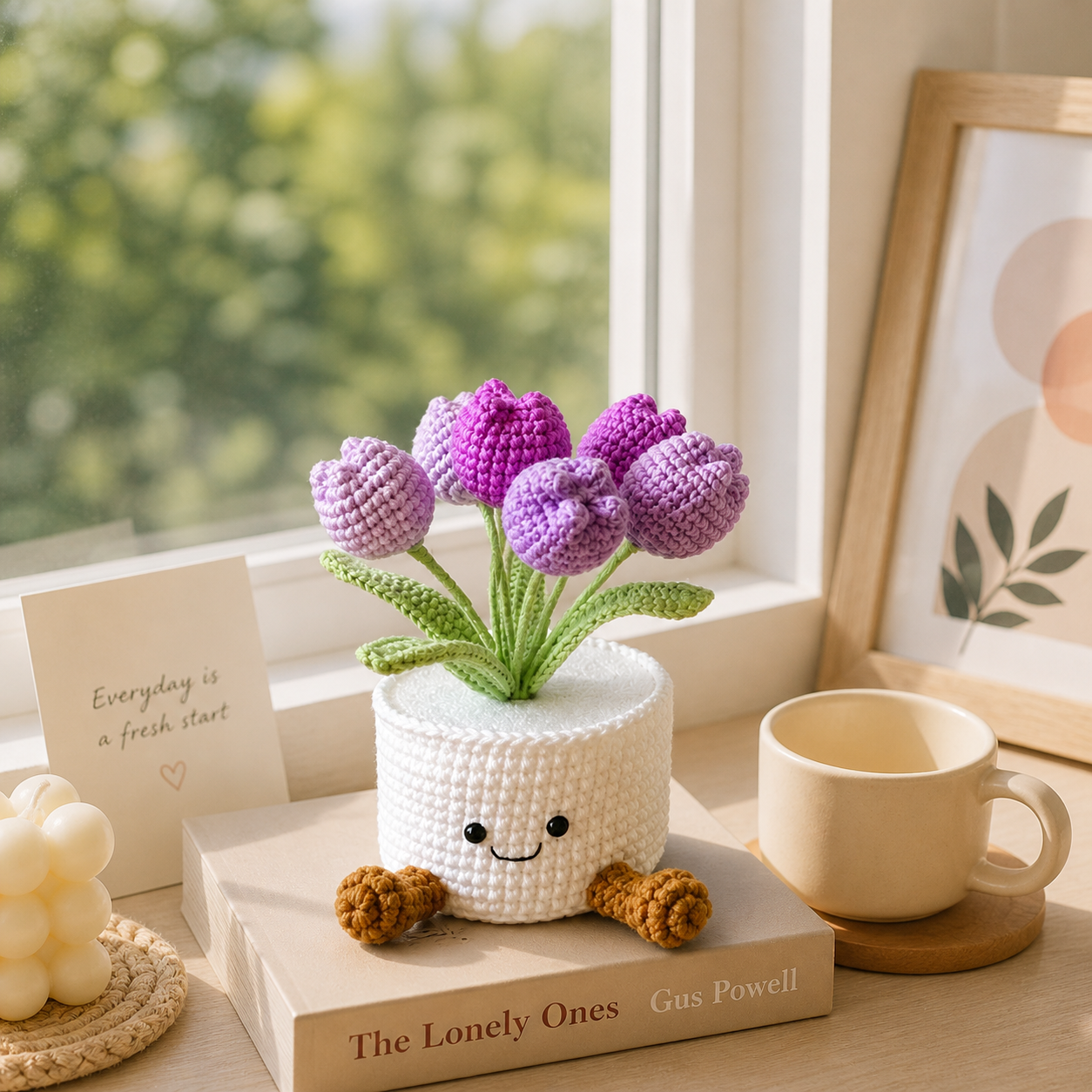 Handmade Crochet Tulip Flowers Pot