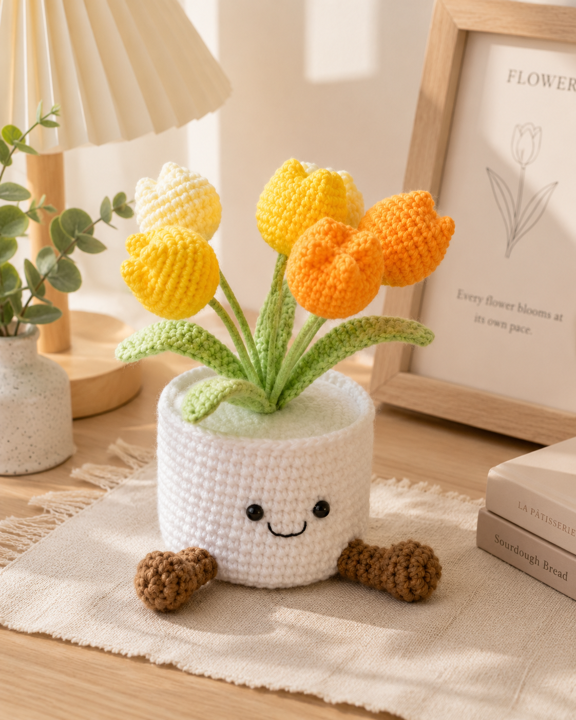 Handmade Crochet Tulip Flowers Pot