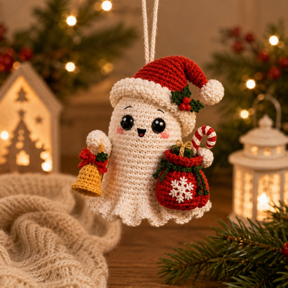 Handmade Crochet Cute Christmas Ghost Car Hanging