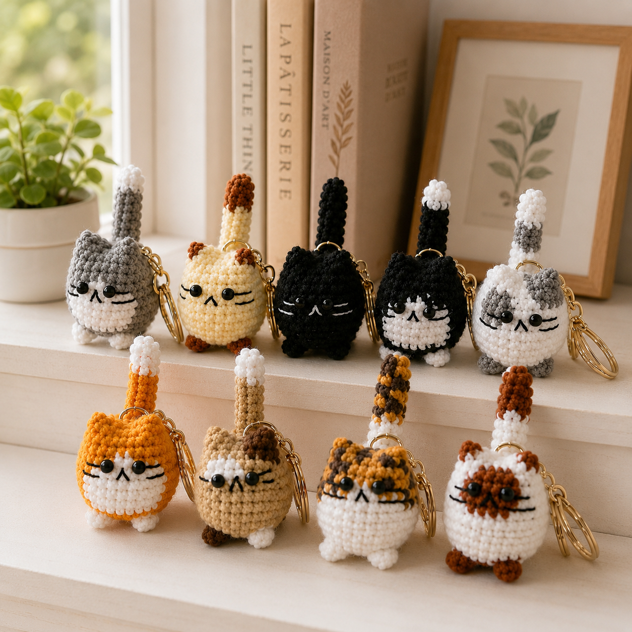 Handmade Crochet Cute Kitten Cat Keychain