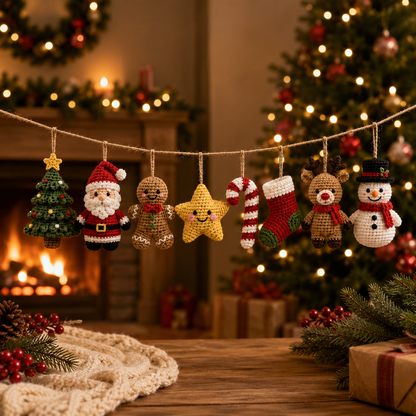 Handmade Crochet Christmas Character Hanging Ornament