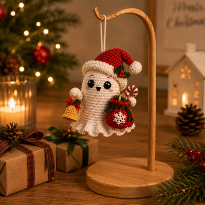 Handmade Crochet Cute Christmas Ghost Car Hanging