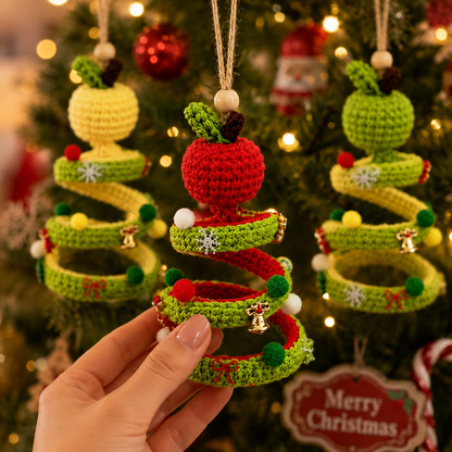 Handmade Crochet Cute Peeled Apple Christmas Ornament