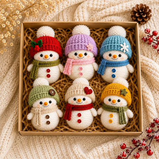 Handmade Crochet Cute Christmas Snowman Doll