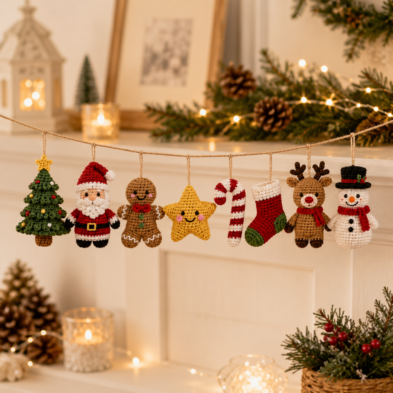 Handmade Crochet Christmas Character Hanging Ornament