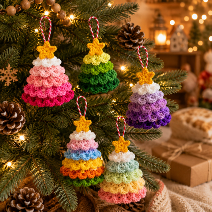 Handmade Crochet Colorful Christmas Tree Ornament