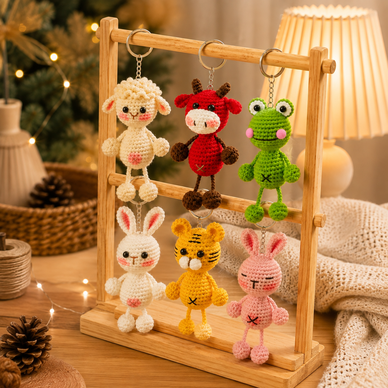 Handmade Crochet Cute Bundle Animal Keychain