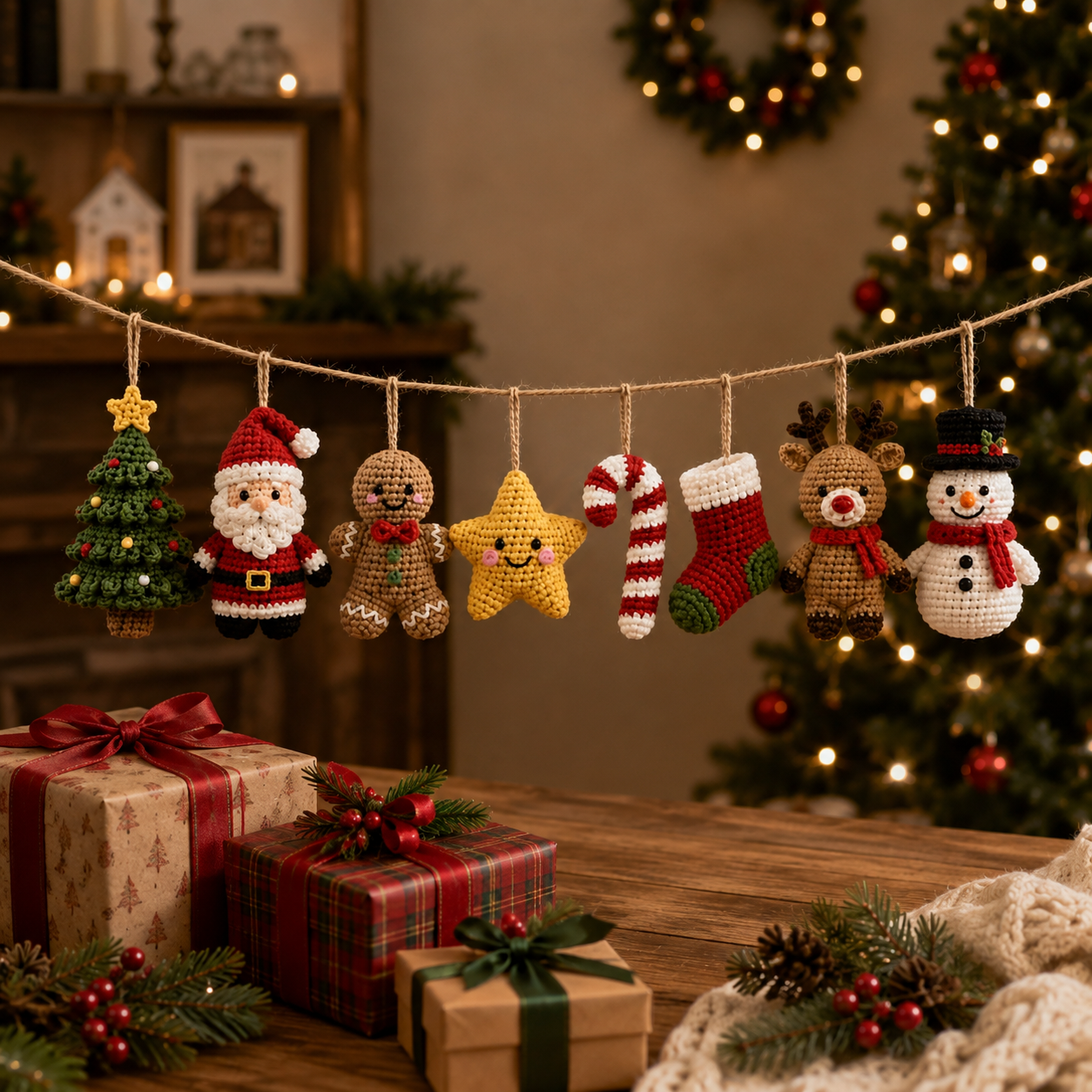 Handmade Crochet Christmas Character Hanging Ornament