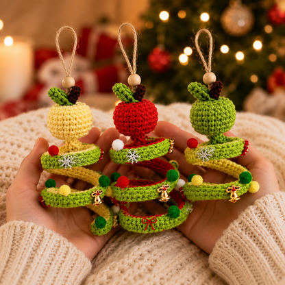 Handmade Crochet Cute Peeled Apple Christmas Ornament