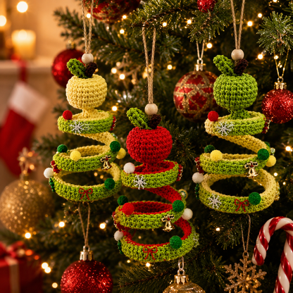 Handmade Crochet Cute Peeled Apple Christmas Ornament