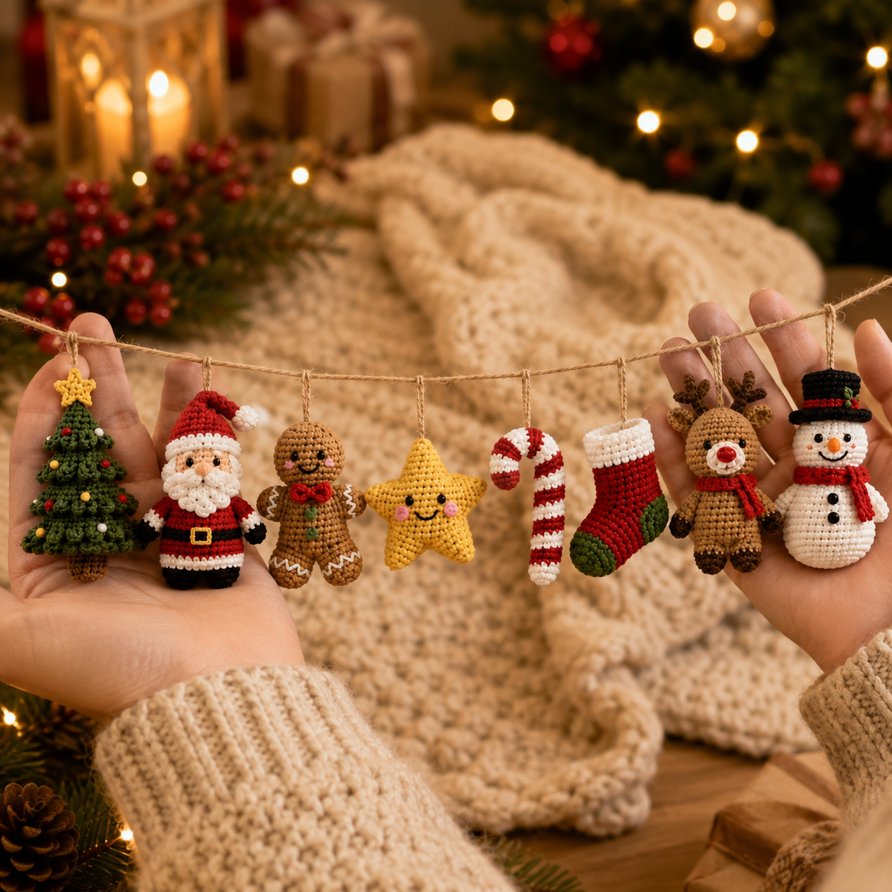 Handmade Crochet Christmas Character Hanging Ornament