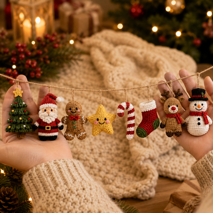 Handmade Crochet Christmas Character Hanging Ornament